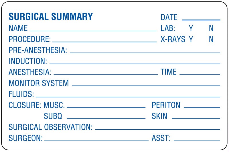surgical summary label
